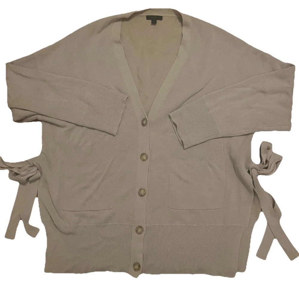 J Crew Gray Split Hem Button Front Cardigan Cotton Blend Womens XL